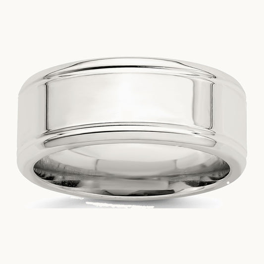Sterling Silver 6mm Polished Flat Beveled Edge Fancy Band