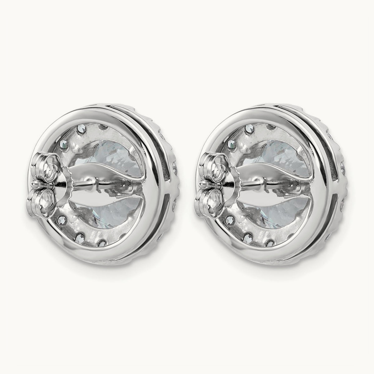 Round Halo Post Earrings, 0.50-7.50 ct tw Lab-Grown Diamond — 7 5/8 ct, 14K White Gold