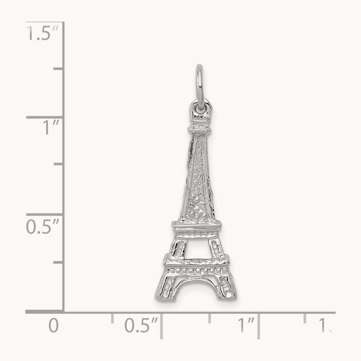 Solid Polished Eiffel Tower Charm, 14K White Gold