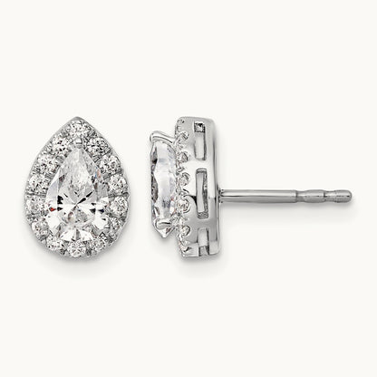 Semi-Mount Pear Halo Earrings, 0.25 ct tw Lab-Grown Diamond