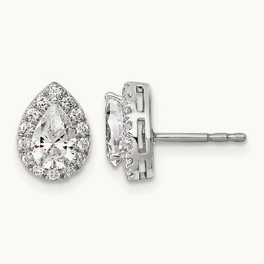 Semi-Mount Pear Halo Earrings, 0.25 ct tw Lab-Grown Diamond