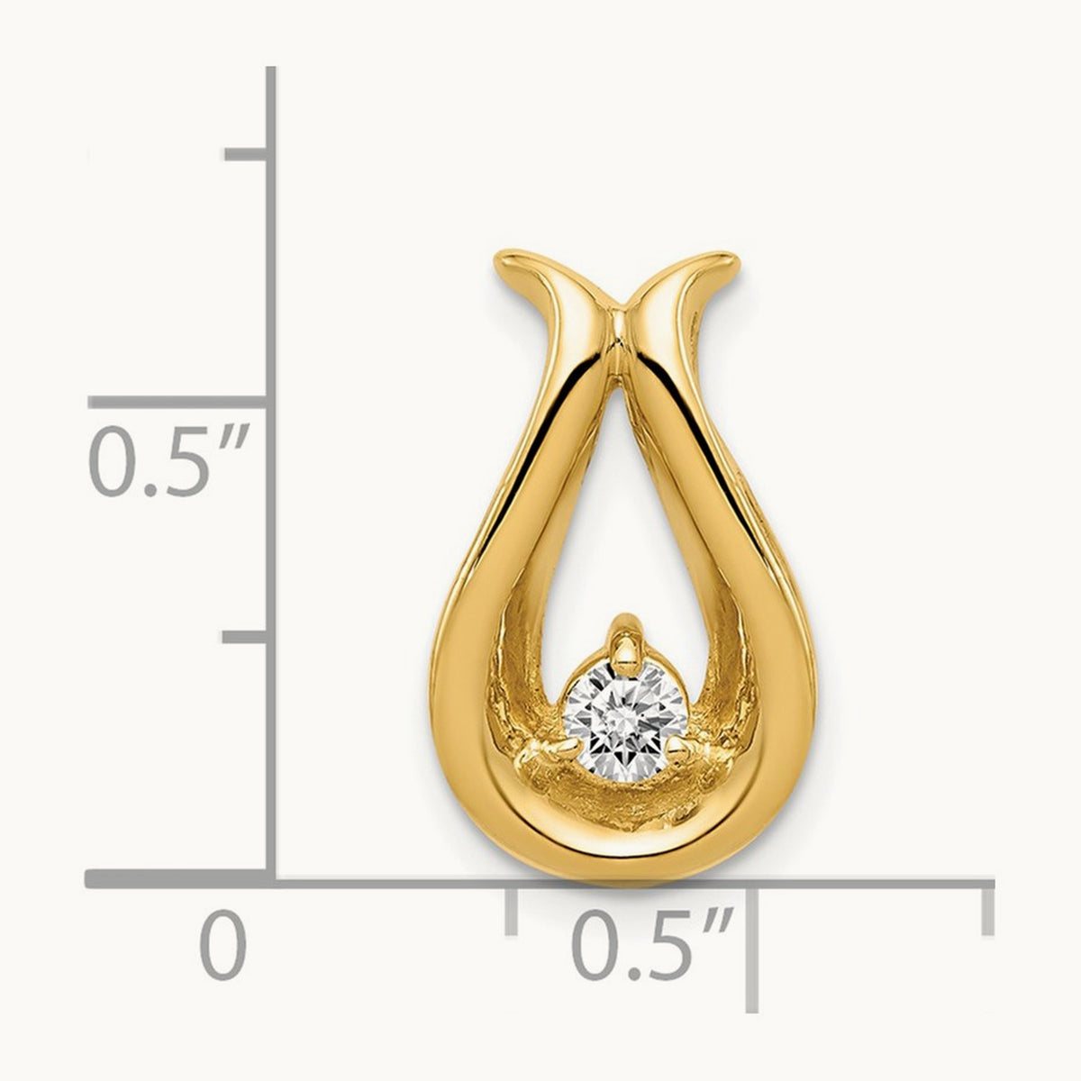 A Diamond Teardrop Shape Chain Slide — 14K Yellow Gold