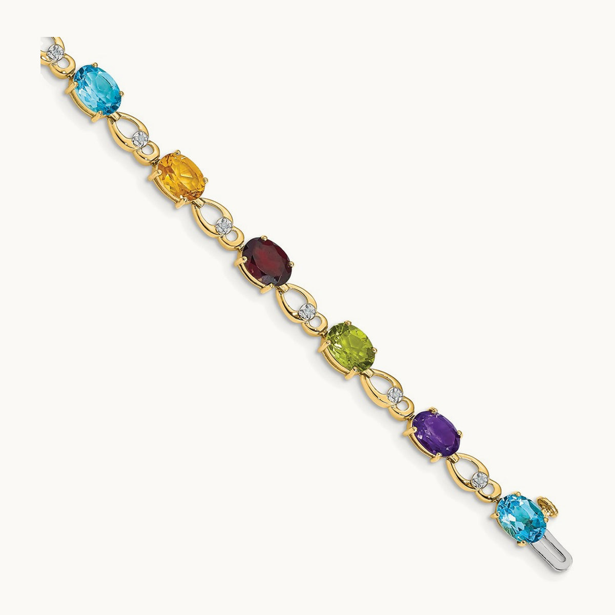 Rainbow Gemstone and Diamond Bracelet, 14K