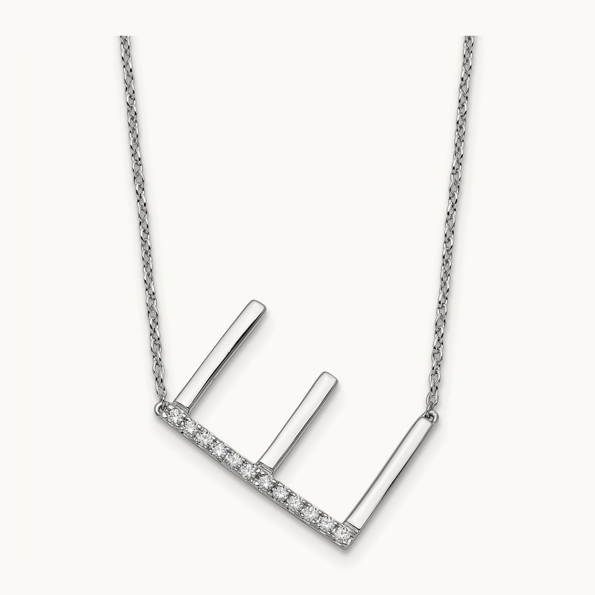 Sideways Diamond Necklace — 14K White Gold, E