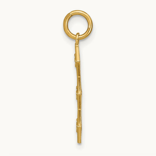 w/Rhodium and D/C 3 Diamond Shapes Charm, 14K