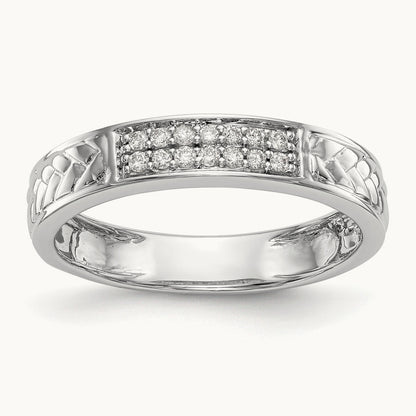 Diamond Trio Ladies Wedding Band, 10K White Gold