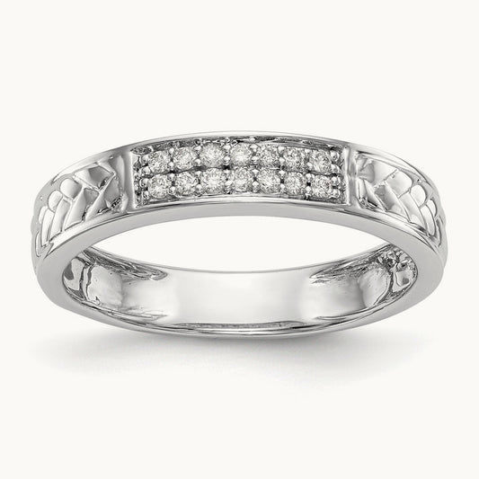 Diamond Trio Ladies Wedding Band, 10K White Gold