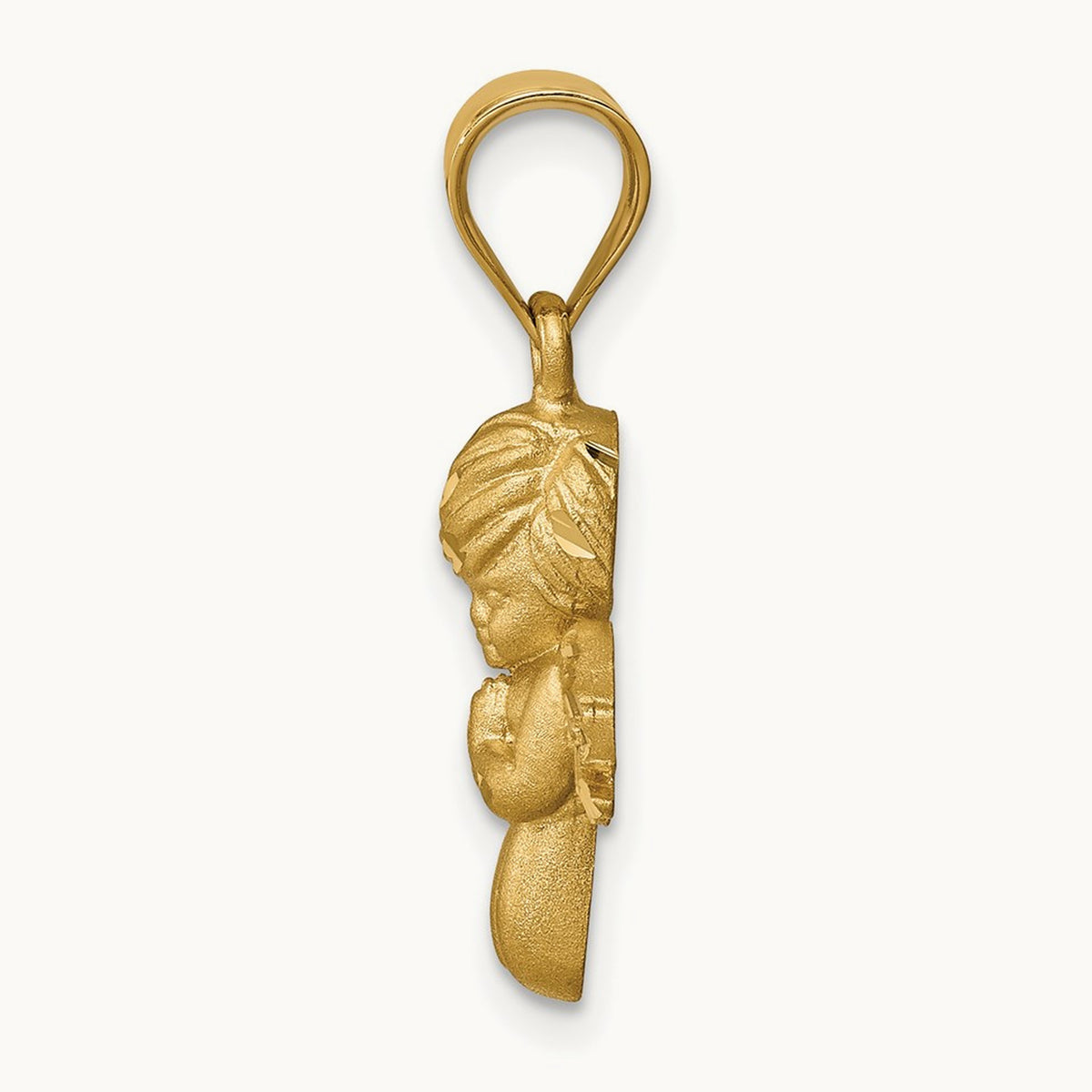 Brushed & Diamond-cut Angel Pendant, 14K