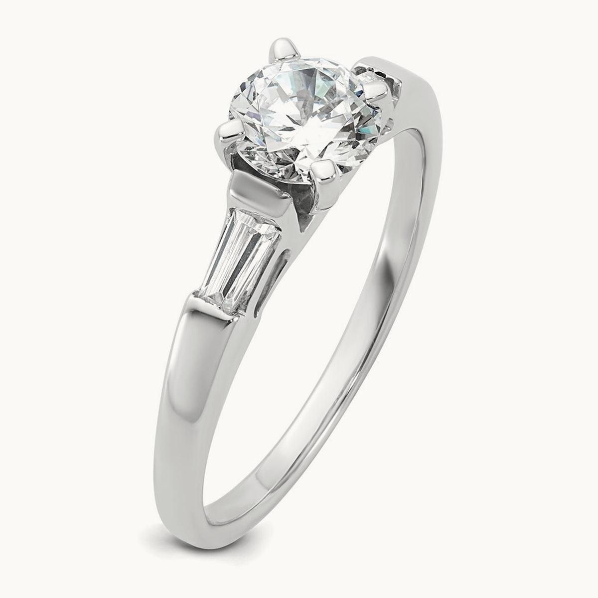 Setting: Gold 3-Stone Diamond Peg Set Engagement Ring, No Head — 14K White Gold