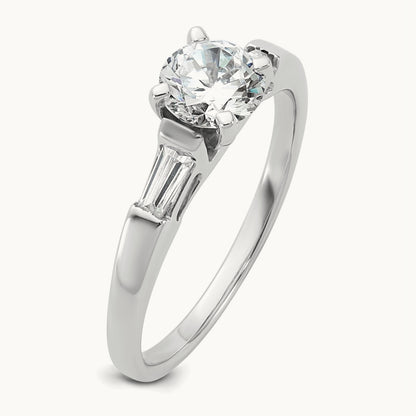 Setting: Gold 3-Stone Diamond Peg Set Engagement Ring, No Head — 14K White Gold