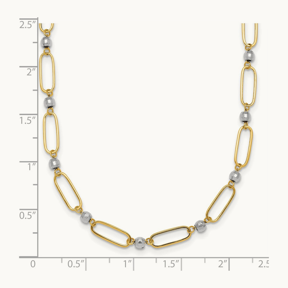 Polished Oval Beaded 18in Necklace, 14K Two-tone