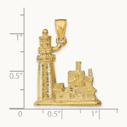 3D Cape Cod Lighthouse Pendant, 14K