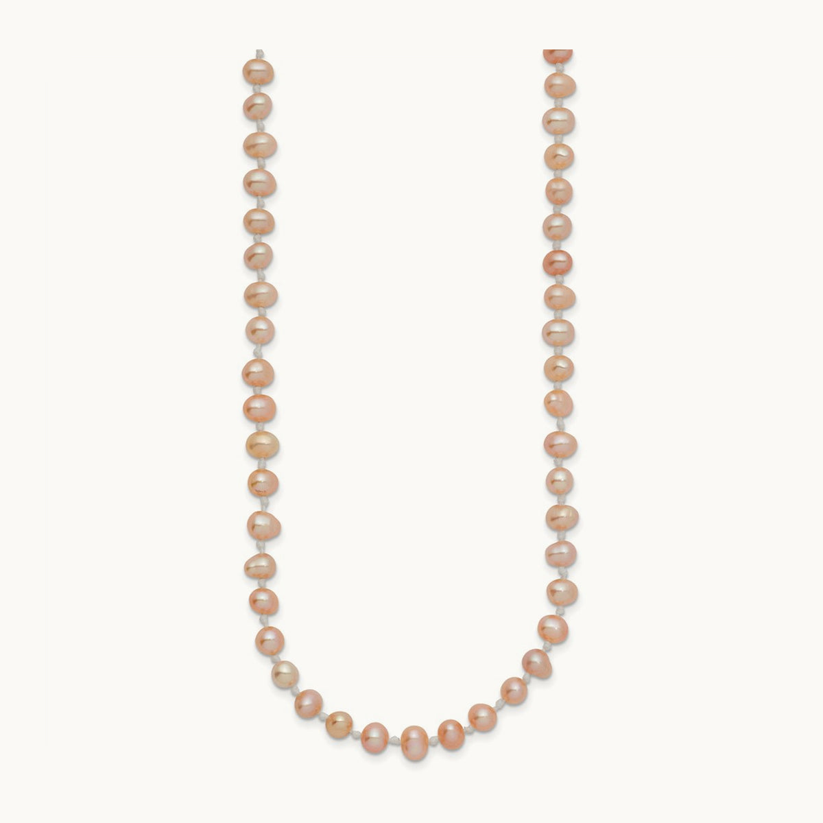 4- Pink Near Round Freshwater Cultured Pearl Necklace, 5mm, 14K