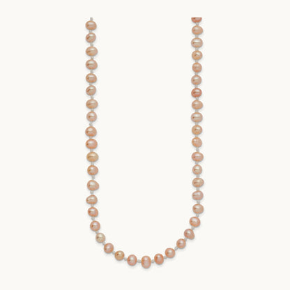 4- Pink Near Round Freshwater Cultured Pearl Necklace, 5mm, 14K