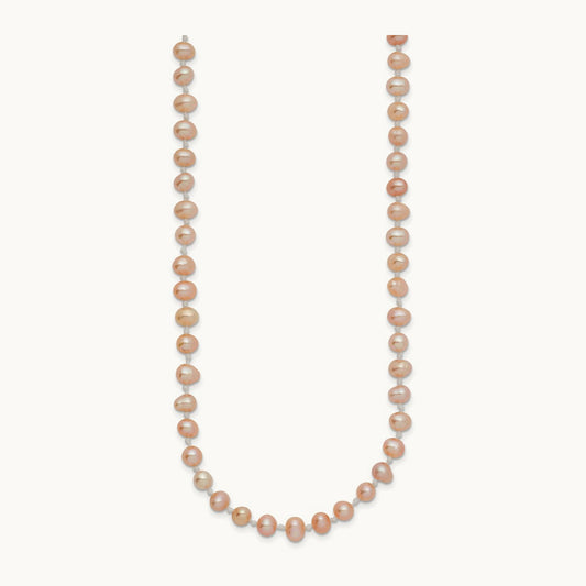 4- Pink Near Round Freshwater Cultured Pearl Necklace, 5mm, 14K