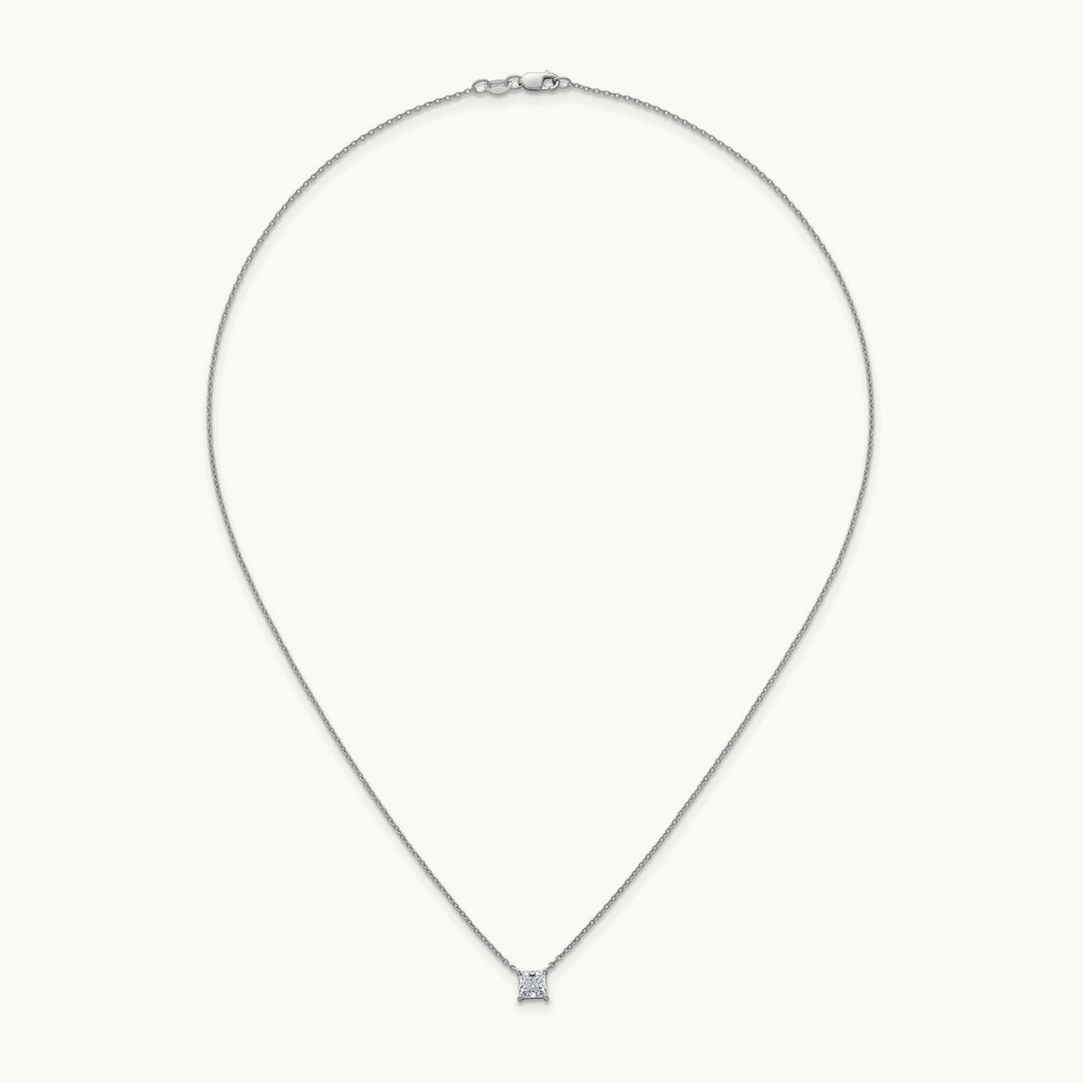 Princess Pendant Necklace, 0.25-4.00 ct tw Lab-Grown Diamond — 3/4 ct, VS (Best), 14K White Gold