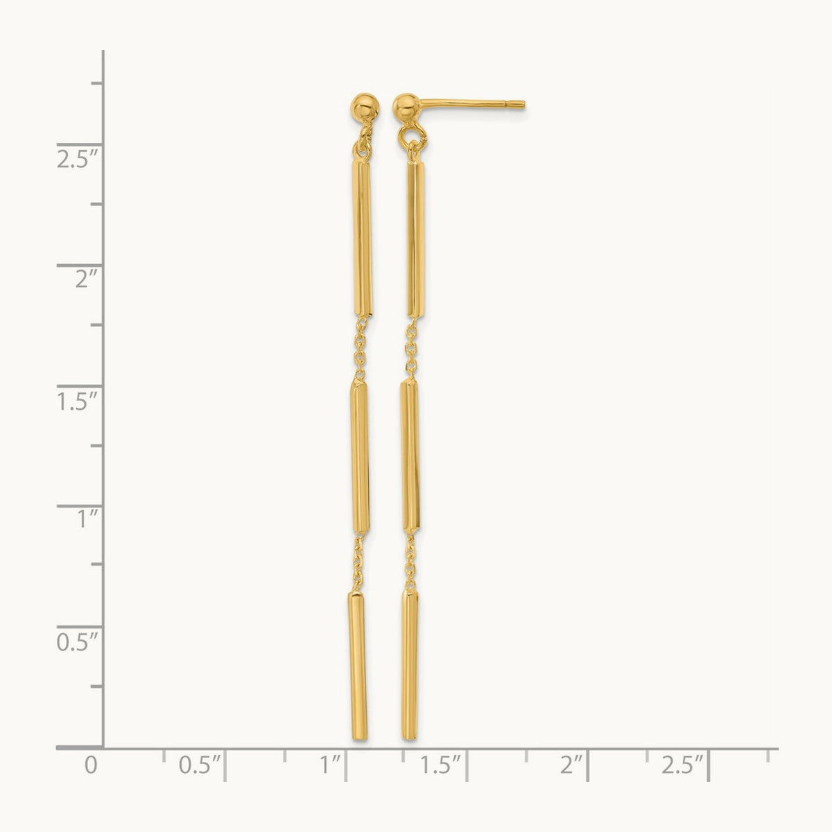 Polished 3 Bar Dangle Post Earrings, 14K — Leslie's