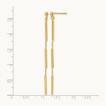 Polished 3 Bar Dangle Post Earrings, 14K — Leslie's