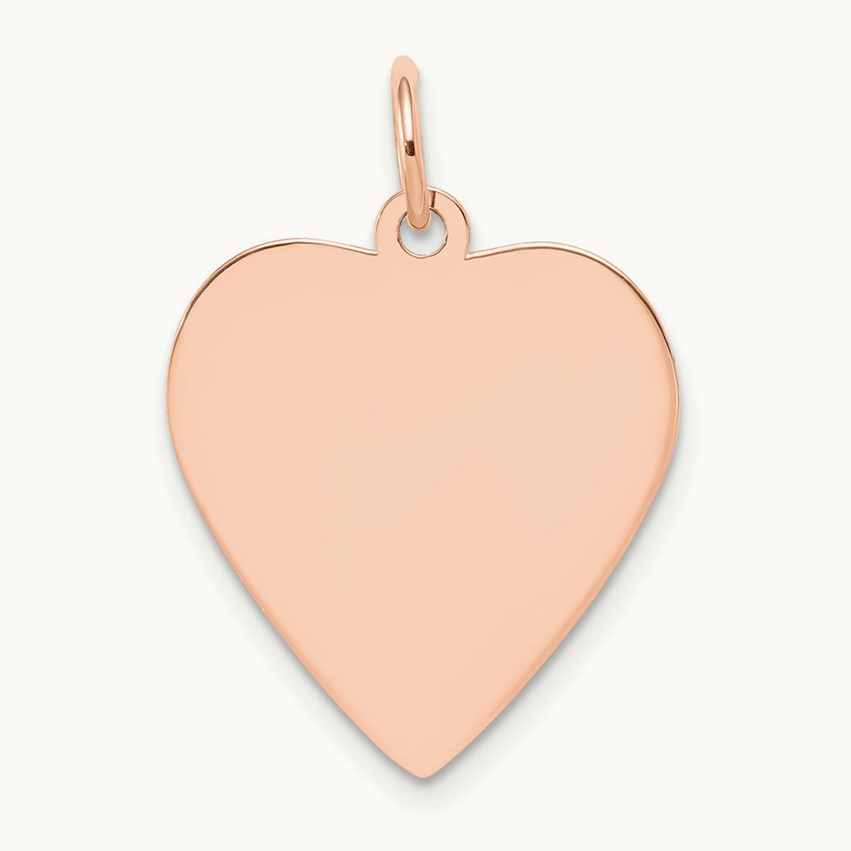 Plain .018 Gauge Engraveable Heart Disc Charm — 14K Rose Gold, 24mm