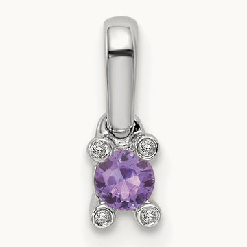 Family Jewelry Genuine Stone & Diamond Set Pendant, 14K White Gold