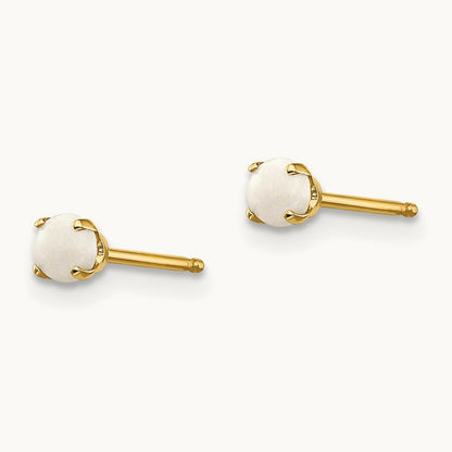 October/Opal Post Earrings, 3mm, 14K