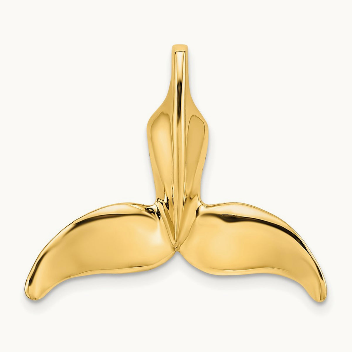 3-D Polished Whale Tail Chain Slide — 14K Yellow Gold, 25mm