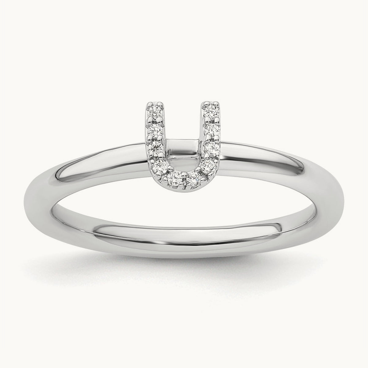 Stackable Diamond Ring — 14K White Gold, U