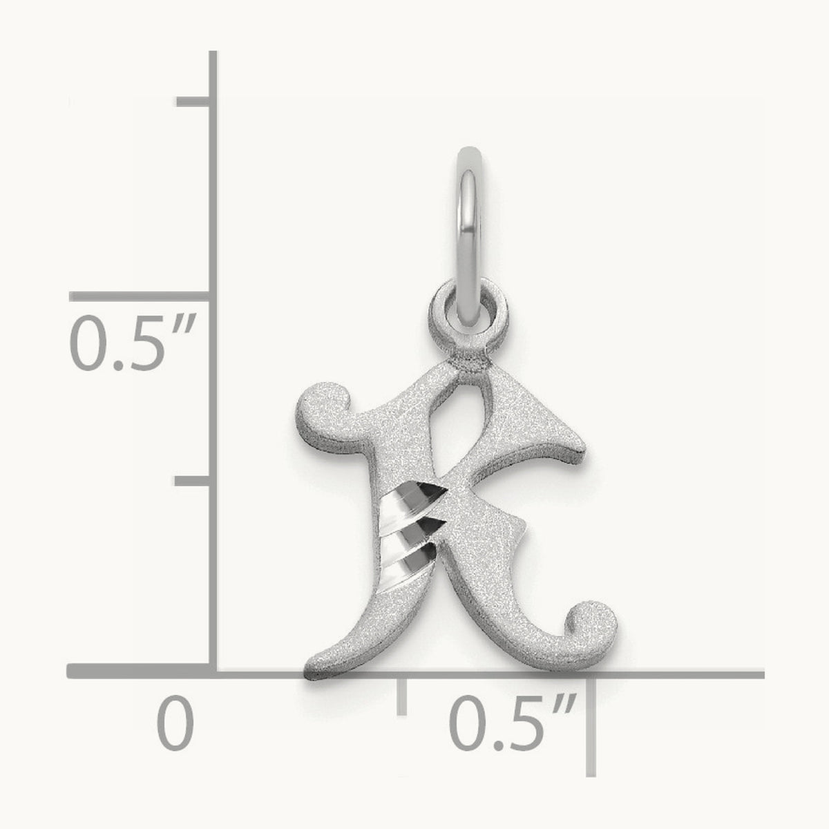 Diamond-cut Initial Charm — 14K White Gold, K