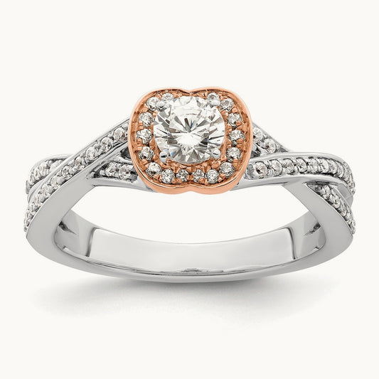 And Rose Gold Polish Round Engagement Ring, 0.50 ct tw