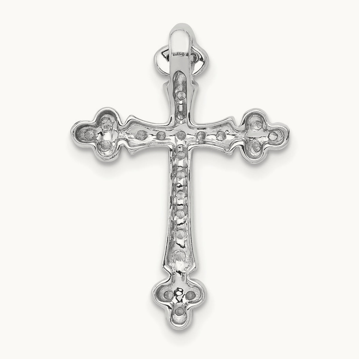 Diamond Budded Cross Chain Slide — 14K White Gold, 24.5mm