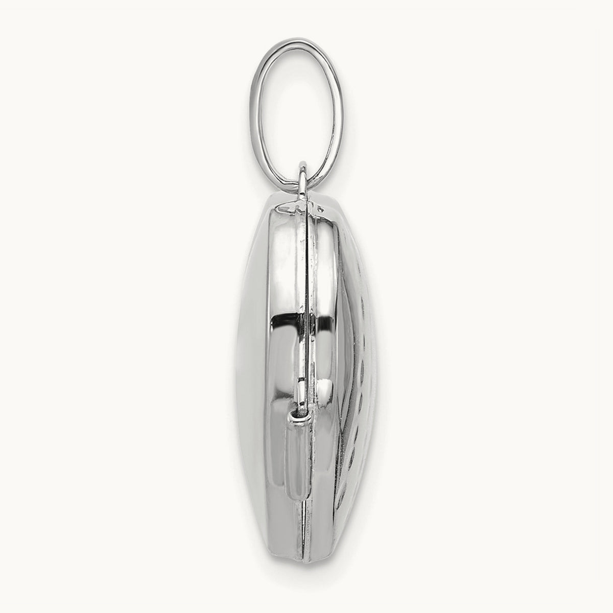 Polished and Textured Diamond Heart Locket with White Rhodium — 14K White Gold, 18mm