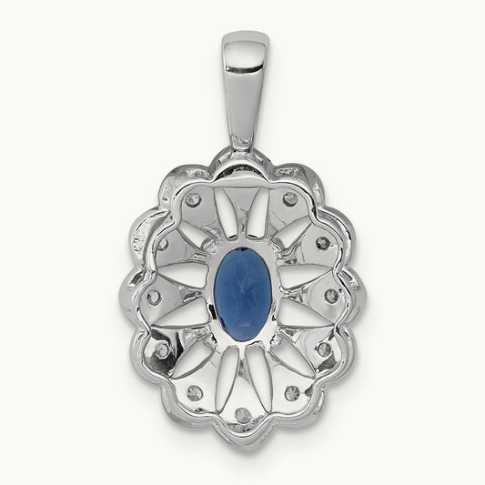 Created Sapphire Pendant, 0.15 ct tw Lab-Grown Diamond