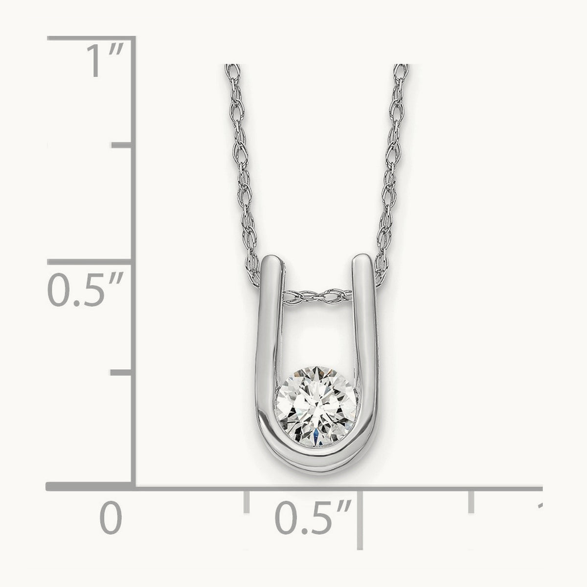 U-Shape Pendant Necklace, 0.25 ct tw Lab-Grown Diamond — 14K White Gold