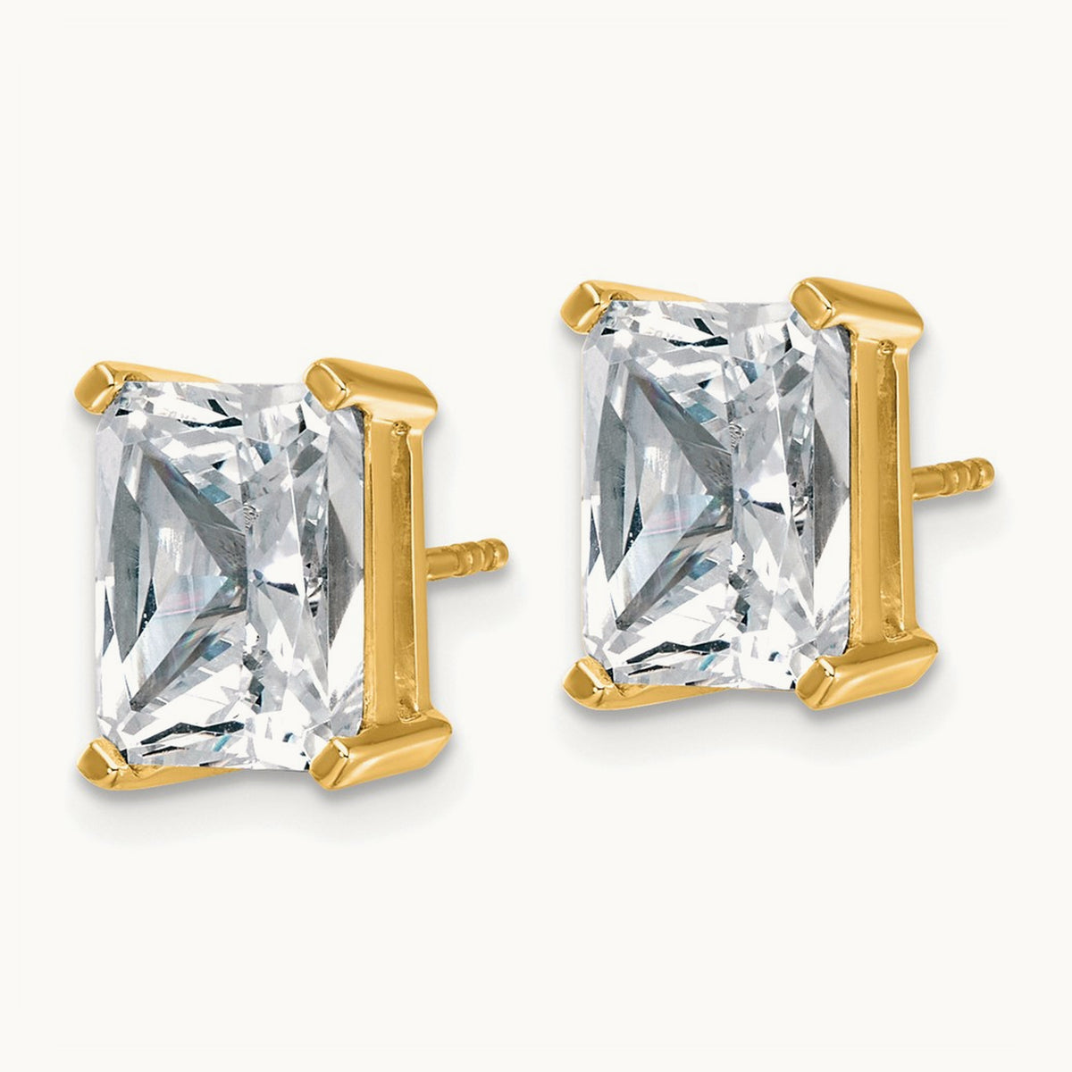 Radiant Four-Prong Stud Earrings, 0.50-6.00 ct tw Lab-Grown Diamond — 6 ct, 14K Yellow Gold