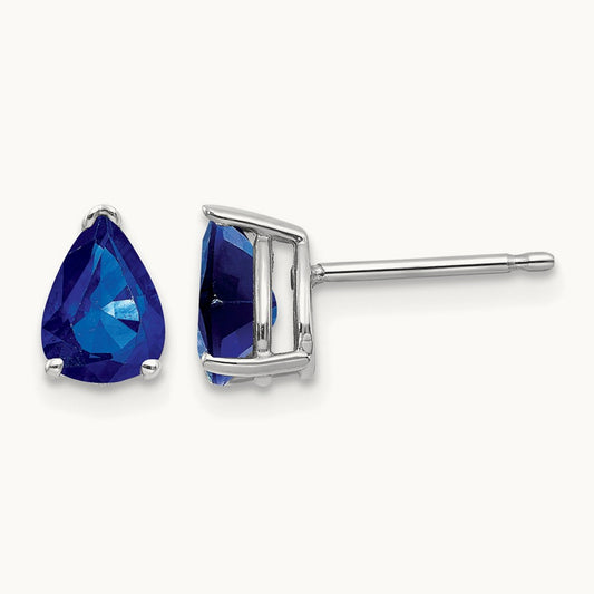 Sapphire Earrings, 14K White Gold