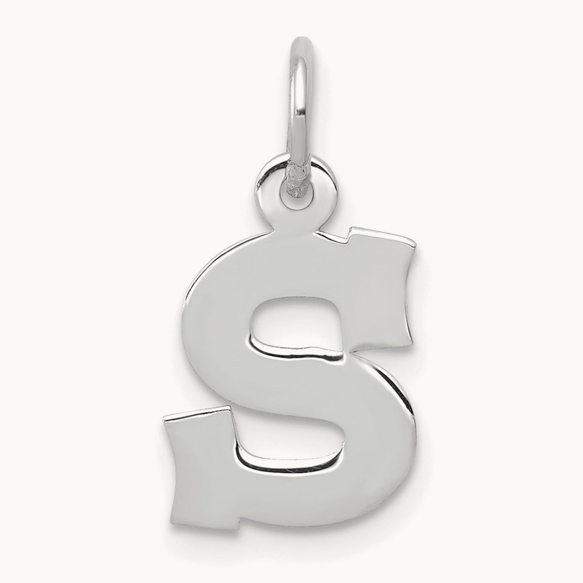 Small Block Initial Charm — 14K White Gold, S