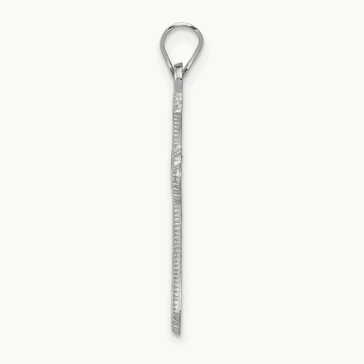 Budded Cross Charm — 14K White Gold, 28mm
