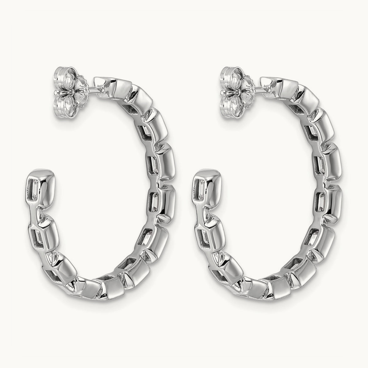 Post Emerald Hoop Earrings, 3.25-4.00 ct tw Lab-Grown Diamond