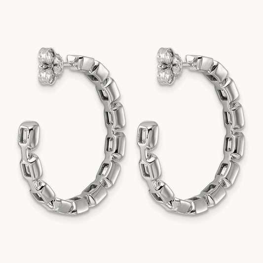 Post Emerald Hoop Earrings, 3.25-4.00 ct tw Lab-Grown Diamond