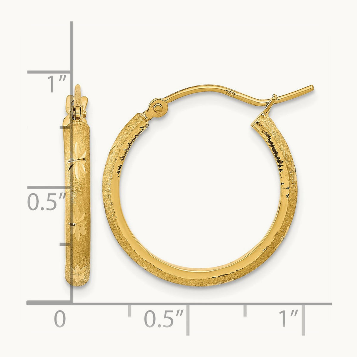 Polished and Satin Diamond-cut Hoop Earrings — photo set
