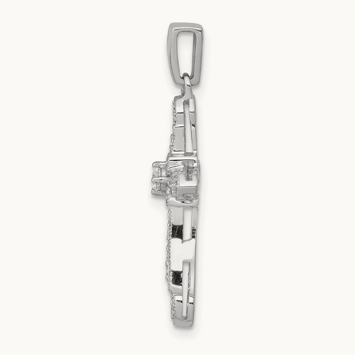 1/6ct. Diamond Filigree Cross Pendant — 14K White Gold, 28mm