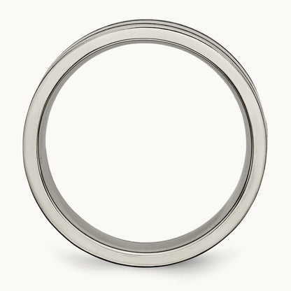 Brushed Enameled Flat Band, 6mm, Titanium