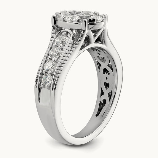 Cluster Engagement Ring, 1.00 ct tw Lab-Grown Diamond