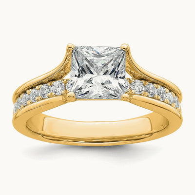 Princess Engagement Ring, 1.75-3.00 ct tw Lab-Grown Diamond — 1 7/8 ct, 14K Yellow Gold