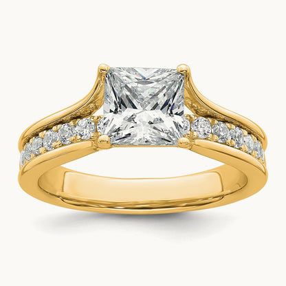 Princess Engagement Ring, 1.75-3.00 ct tw Lab-Grown Diamond — 1 7/8 ct, 14K Yellow Gold