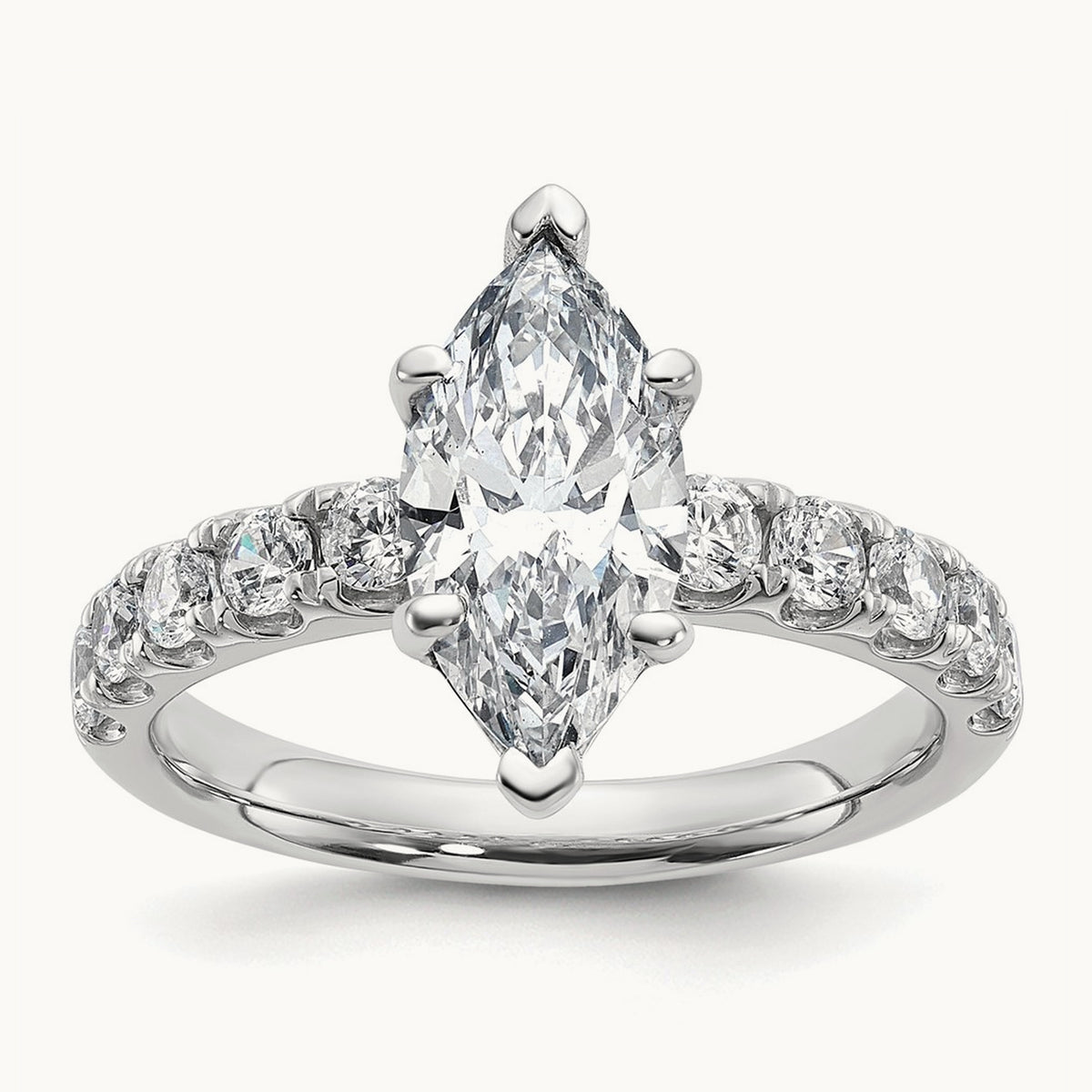 Marquise Engagement Ring — 14K White Gold, 2 3/4 ct, 7