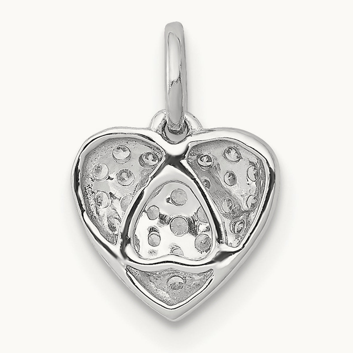 Diamond Heart Pendant — 14K White Gold, 13mm