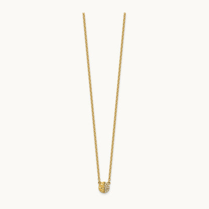 Polished and Hammered Diamond Disk Necklace, 14K