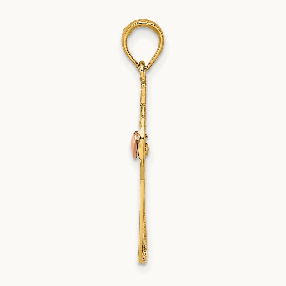 Claddagh Cross Charm — 14K Two-Tone Gold, 27.8mm