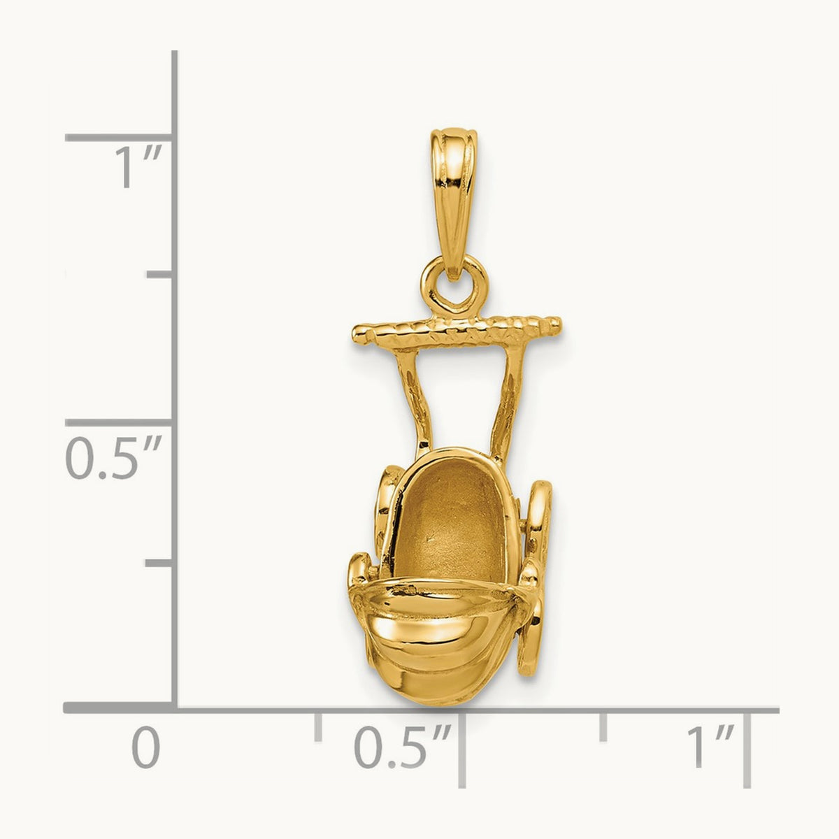 3D Baby Carriage Charm, 14K